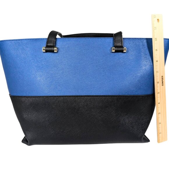 DKNY Blue Black Color Block PVC Bryant Park Large Lined Tote Bag - Picture 2 of 9